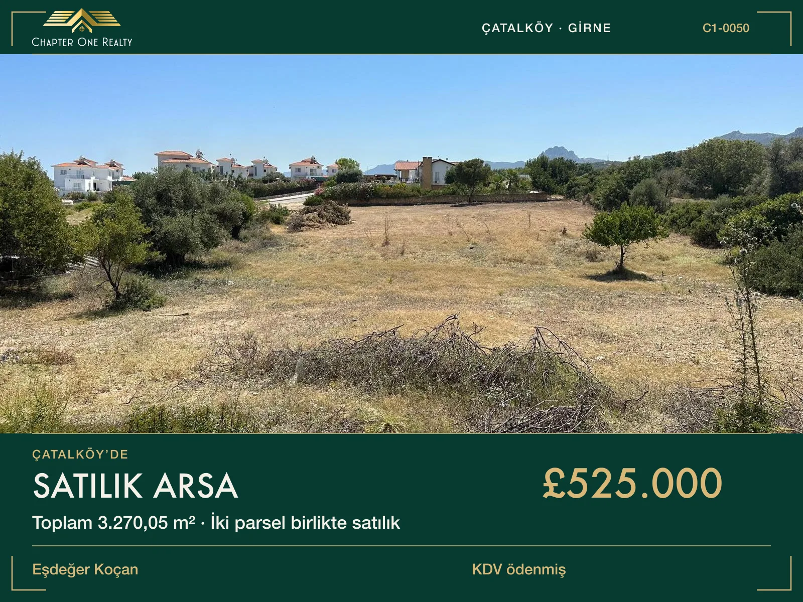 3.270,05 m² Grundstück zum Verkauf in Çatalköy, Kyrenia